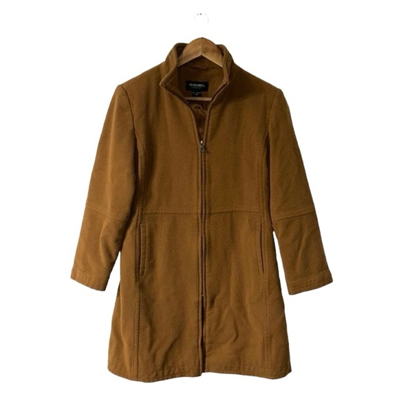 Bernardo Collection Brown Coat Jacket Wool Cashmere Zipper Classic Size Small - Picture 2 of 7